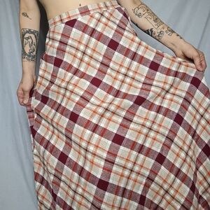 UNIF Plaid Maxi Skirt in Red and Cream